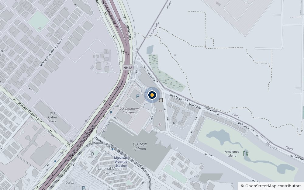 Map showing the CZI Global Consulting office at Ambience Mall, Gurugram